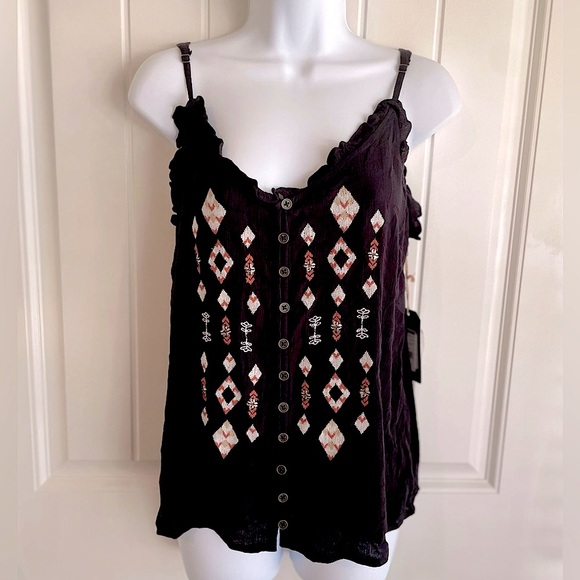 Shyanne Boho Sparkle Embroidery Flowy Summer Tank Sz Small - Picture 6 of 7